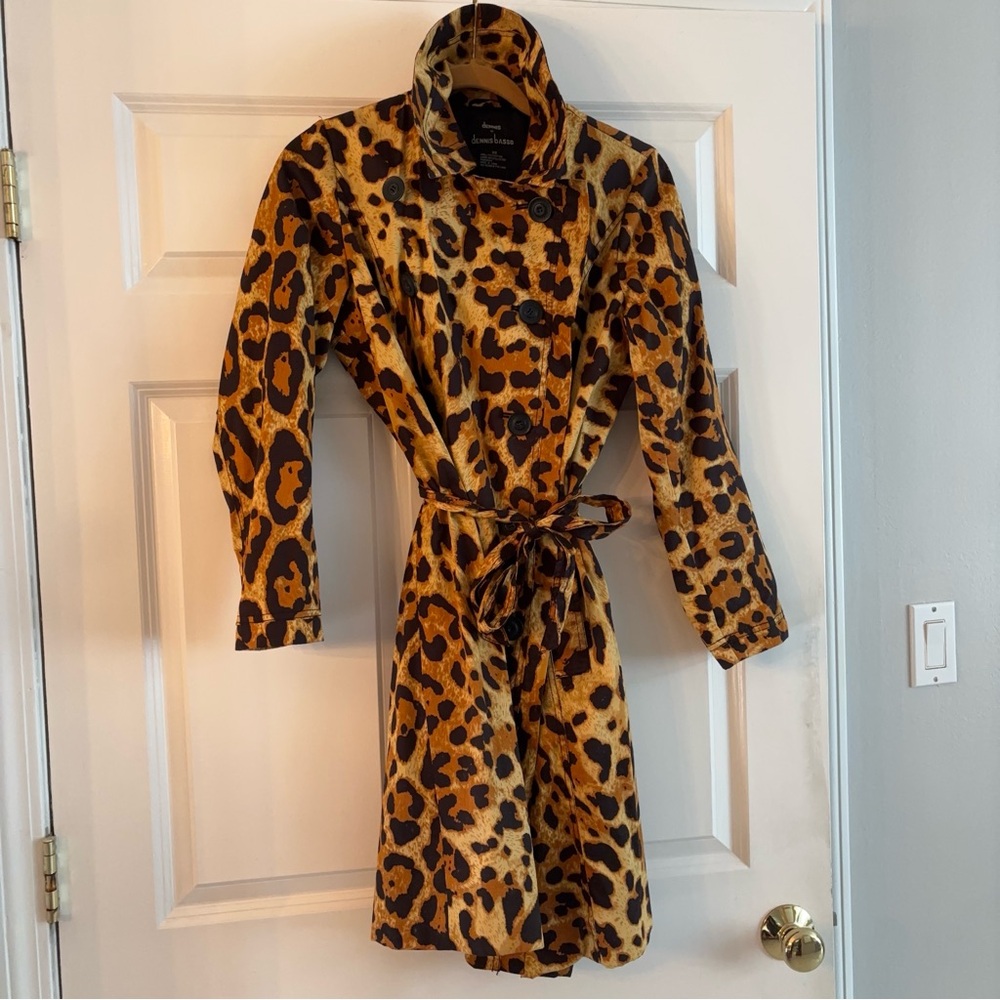 Dennis Basso Leopard Print Women's Belted Trench